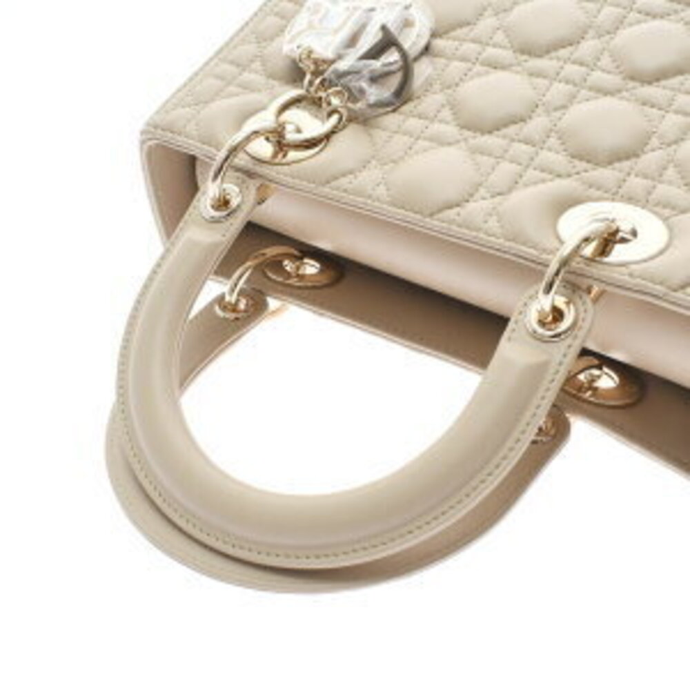 Christian Dior Lady Handbag Taupe Cream Beige Lambskin - Picture 3 of 9